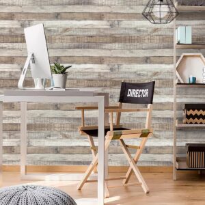 Qianglive Vintage Wood Wallpaper Rustic Wood Wallpaper Stick and Peel Self Adhesive Distressed Wood Look Wallpaper Vinyl Shelf Home Wood Panel Wall Paper Covering Film 17.3"× 120"