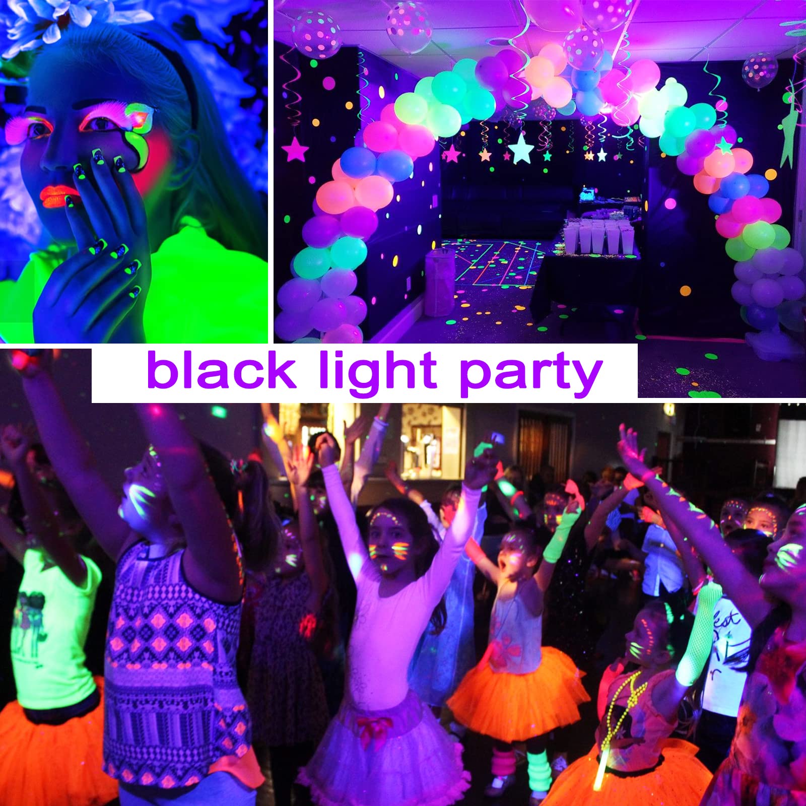 BR30 UV Black Light Bulbs 2 Pack for Glow Party -15W (100w Equivalent) E26 UVA 385-410 nm, Big LED Blacklight Flood Light Bulb for Room, Body Paints, Fluorescent Poster, Halloween, Blacklight Party