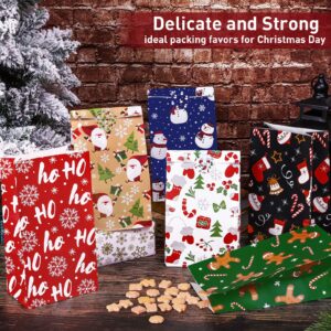 Cooraby 72 Pack Christmas Gift Bags with Tissue Paper Sealing Stickers 9.4 x 5 x 3 Inch Holiday Candy Goody Paper Bags for Xmas Party Supplies Gift Wrapping Decorations