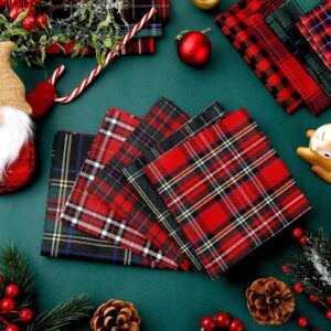 Irenare 20 Pcs Christmas Fabric Plaid Fabrics 10.6 Inch Buffalo Plaid Fabric Square Gingham Fabric DIY Quilting Tartan Fabric Precut Patchwork Sewing Fabric for Christmas Holiday DIY Craft Sewing