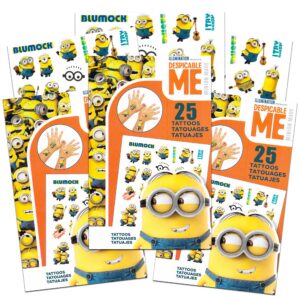 despicable me minions tattoos party favors pack bundle - 75 ct minions temporary tattoos for kids, boys, and girls (minions party supplies), minions activity