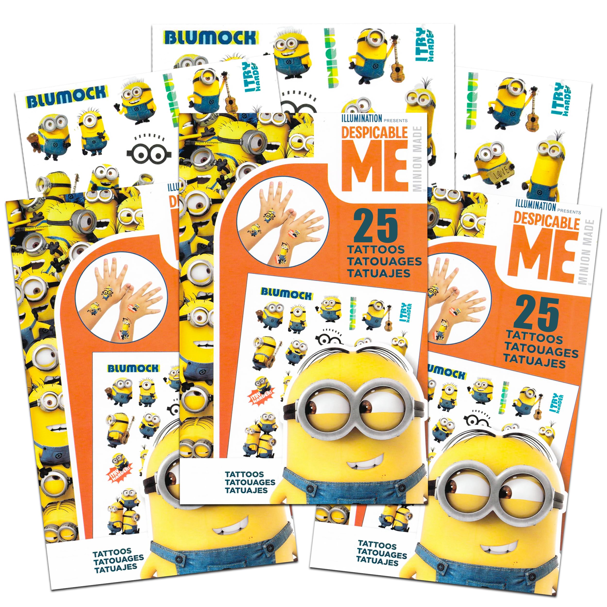 Despicable Me Minions Tattoos Party Favors Pack Bundle - 75 Ct Minions Temporary Tattoos for Kids, Boys, and Girls (Minions Party Supplies), Minions Activity