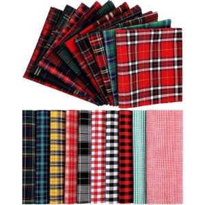 irenare 20 pcs christmas fabric plaid fabrics 10.6 inch buffalo plaid fabric square gingham fabric diy quilting tartan fabric precut patchwork sewing fabric for christmas holiday diy craft sewing