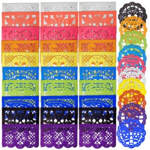 Super Value Depot Dia de Muertos / Day of the Dead, 30 Frontales and 10 Small Round Placemats, Altar de Ofrendas Decoration, Tissue Mexican Papel Picado.