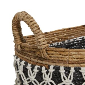 Deco 79 Bohemian Banana Leaf Storage Basket, Set of 3 23", 22", 18"W, Black