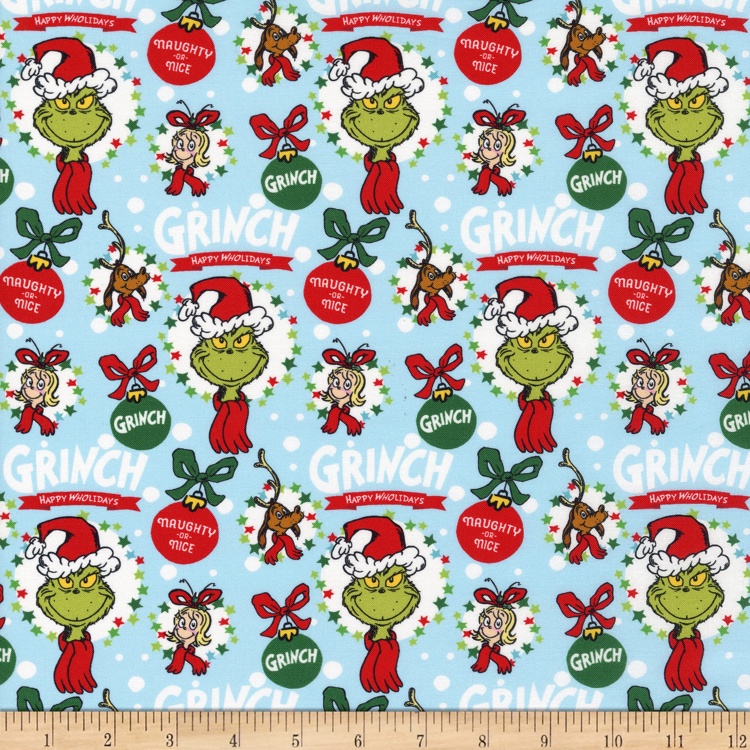 Robert Kaufman Kaufman How The Grinch Stole Christmas Ornaments Fabric, Holiday Yard