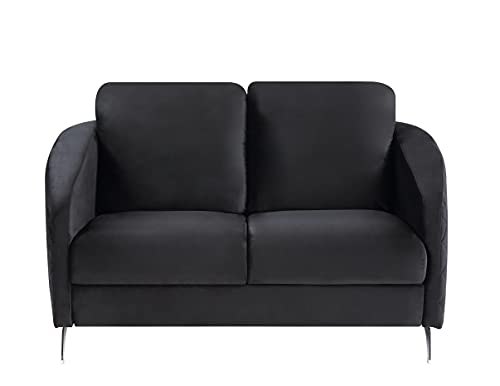 Lilola Home Sofia Black Velvet Modern Chic Loveseat Couch