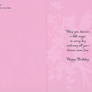 Pictura Fairy Silhouette Smelling Pink Flowers Birthday Card for Woman : Her