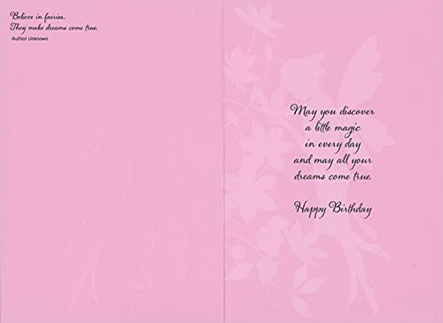 Pictura Fairy Silhouette Smelling Pink Flowers Birthday Card for Woman : Her