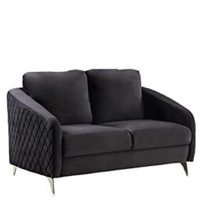 Lilola Home Sofia Black Velvet Modern Chic Loveseat Couch