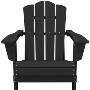 KINGYES Folding Adirondack Chair, HDPE All-Weather Folding Adirondack Chairs, Outdoor Patio Adirondack Chair for Deck Lawn fire Pit, Black