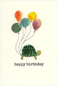 pictura turtle and balloons belated birthday card