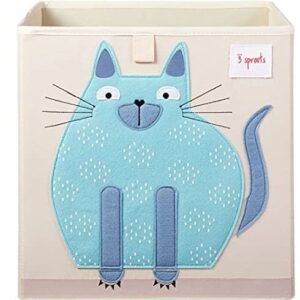 3 Sprouts Large 13 Inch Square Children's Foldable Fabric Storage Cube Organizer Box Toy Bin, Unicorn and Cat (2 Pack)