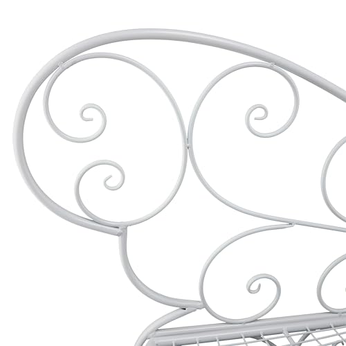 Alpine Corporation 62"L Indoor/Outdoor 2 Person Metal Butterfly Shaped Garden Bench, White