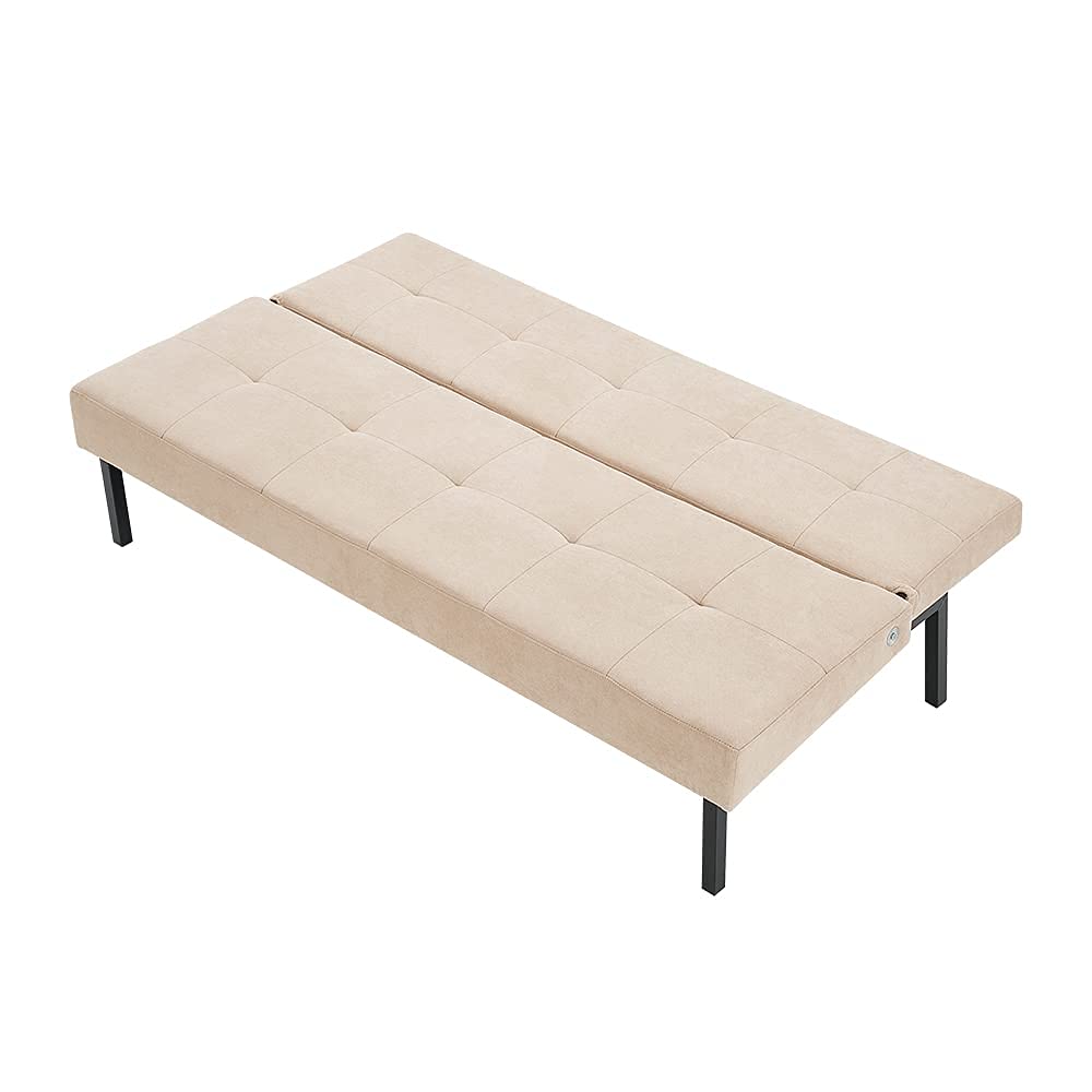 Panana Modern Convertible Futon Sofa Bed for Compact Small Space Living Room Apartment (Cream)