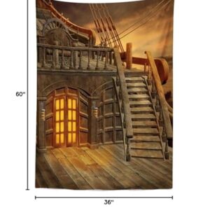 CORFOTO Fabric 3x5ft Sailing Backdrop Theme Photography Pirate Ship Deck Attic Stairs Background for Boy Girl Adult Portrait Photoshoot Birthday Party Bridal Shower Room Tapestry Pet Photo Booth