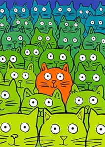 avanti press single orange cat in group of cats a-press cute / funny birthday card