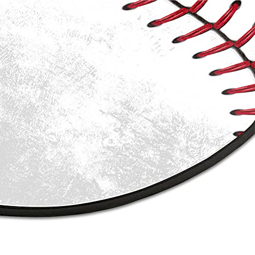 Round Area Rug, Baseball Sport Theme 3ft Diameter Non-Slip Circle Rugs Soft Throw Rugs Machine Washable Floor Carpet for Sofa Living Room Bedroom Nursery Kids Playroom Decor