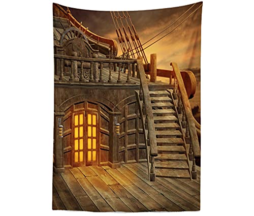 CORFOTO Fabric 3x5ft Sailing Backdrop Theme Photography Pirate Ship Deck Attic Stairs Background for Boy Girl Adult Portrait Photoshoot Birthday Party Bridal Shower Room Tapestry Pet Photo Booth