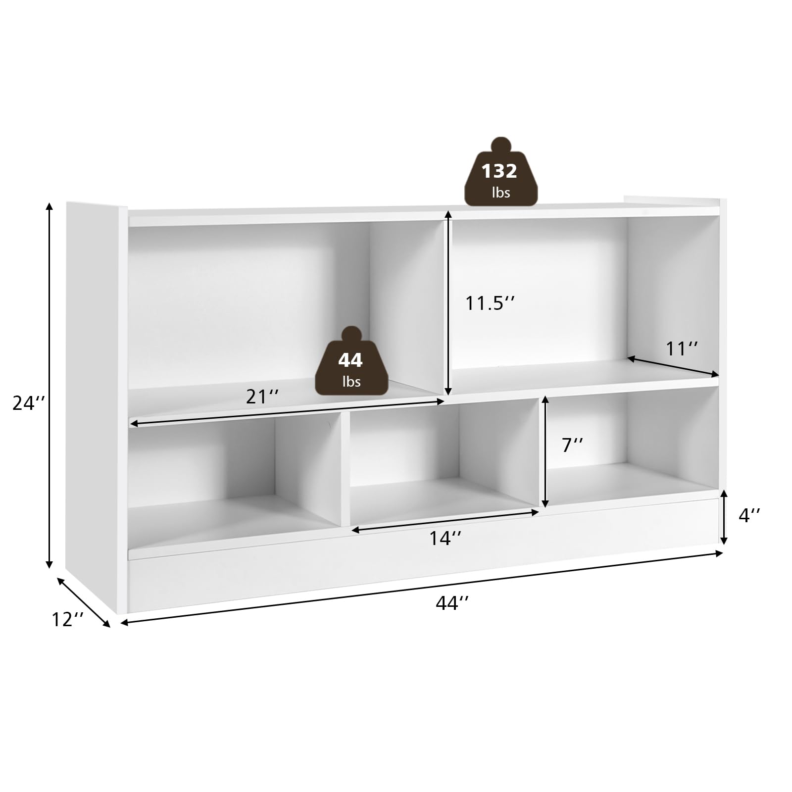 Costzon Toy Storage Organizer for Kids, 5-Section School Classroom Storage Cabinet for Organizing Books Toys, Wooden Bookshelf Daycare Furniture for Playroom, Kids Room, Nursery, Kindergarten (White)