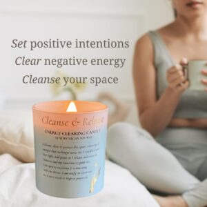 Sage Candles for Cleansing House w/Selenite, Quartz – Candles with Crystals Inside – Sage Smudge Eucalyptus Candles – Manifestation Candle – Sage Candle – Crystal Candle for Positive Energy