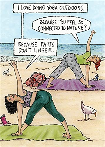 Oatmeal Studios Doing Yoga Outdoors : Women on Beach Humorous/Funny Birthday Card