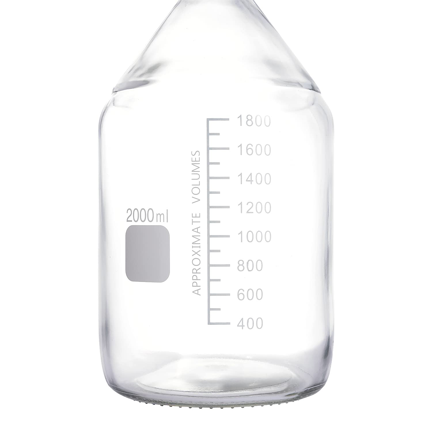 Pastein 1 Piece 2000 ml 2 Liter Graduated Round Reagent Media/Storage Glass Bottle With GL45 Orange Polypropylene Screw Cap