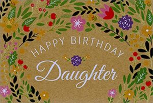 pictura arch of flowers with gold foil stems on mocha birthday card for daughter