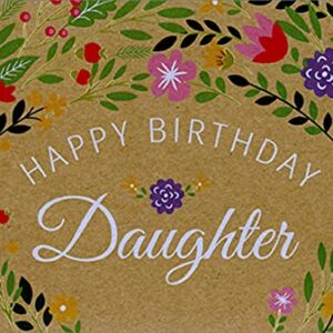 Pictura Arch of Flowers with Gold Foil Stems on Mocha Birthday Card for Daughter