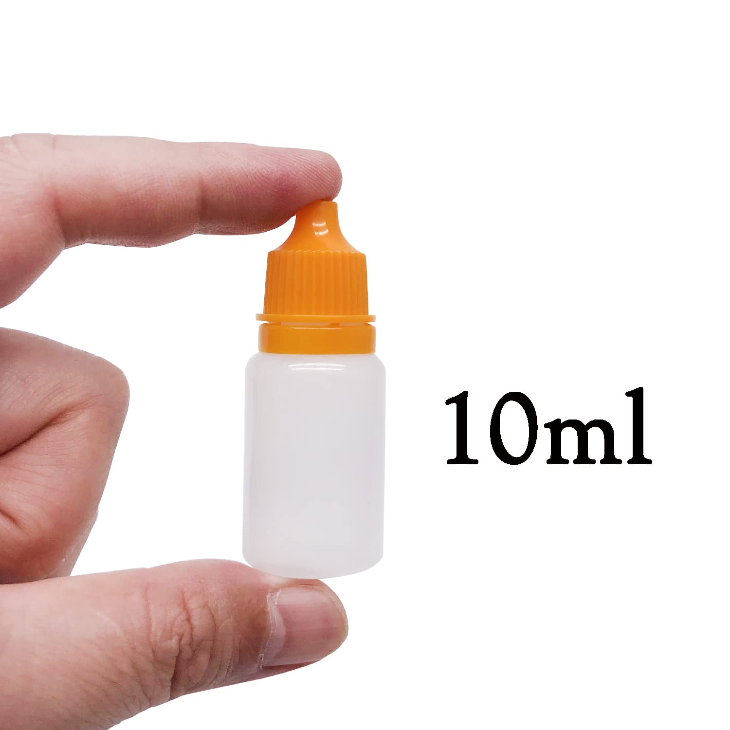 XXUOD 50 PCS 10ml Plastic Squeezable Eye Liquid Dropper Bottles with Childproof Cap