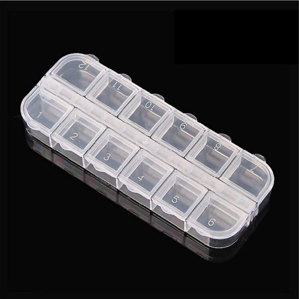 2 Pieces Plastic Jewelry Box Organizer 12 Grid Plastic Storage Box Nail Art Storage Box Jewelry Storage Box Rhinestone Organizer Container Case Plastic Bead Case Storage, Transparent