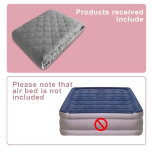 Bedecor Queen Air Mattress Pad Waterproof Mattress Topper Quilted, Air Bed Mattress Protector Heavy Absorbent Grey Breathable & Noiseless Mattress Cover Fitted Style Deep Pocket Up to 18"