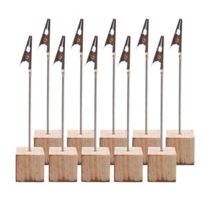 20 Pcs Rustic Wood Place Card Holders with Memo Clips and 30 Pcs Kraft Place Cards, Wooden Table Number Holder Stand Photo Picture Note Clip Holders for Wedding Party Name Sign - Cube Base