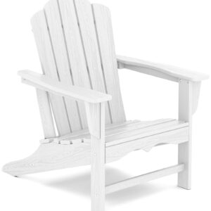 KINGYES HDPE Adirondack Chair, Classic All-Weather Outdoor Patio Adirondack Chair, White