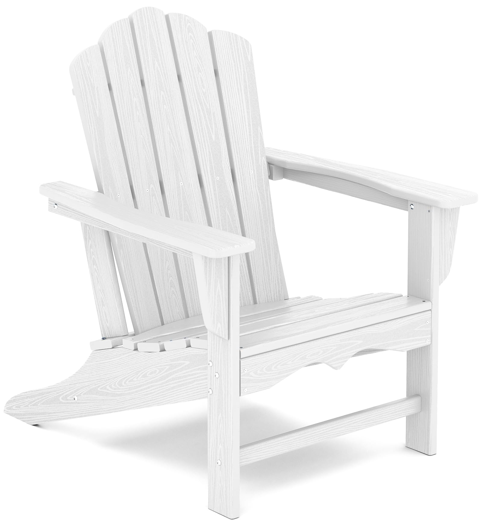 KINGYES HDPE Adirondack Chair, Classic All-Weather Outdoor Patio Adirondack Chair, White