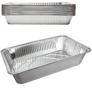 durable disposable aluminum foil steam roaster baking pans, deep, heavy duty baking roasting broiling 20 x 13 x 3 inches thanksgiving turkey dinner (15)