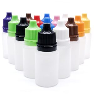 xxuod 50 pcs 10ml plastic squeezable eye liquid dropper bottles with childproof cap