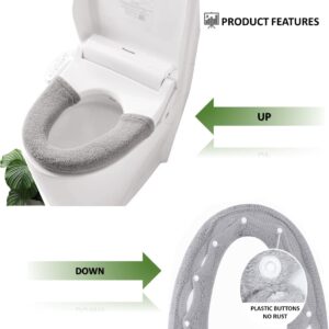 2pcs Toilet-seat cushion Warmer Cover – Toilet seat cover Pads plush warm thick Bathroom Warmer 2pcs Gray