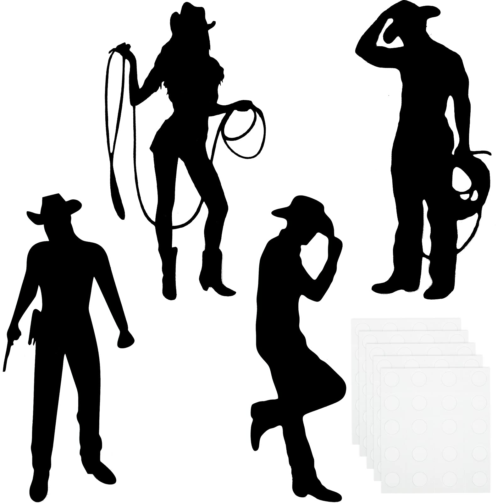 Boao 32 Pieces Cowboy Silhouettes Cowboy Cutouts Western Theme Party Decorations Photo Booth for Wild West Theme Birthday Baby Shower Cowboy Party Retro Parties Supplies