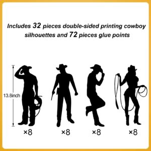 Boao 32 Pieces Cowboy Silhouettes Cowboy Cutouts Western Theme Party Decorations Photo Booth for Wild West Theme Birthday Baby Shower Cowboy Party Retro Parties Supplies