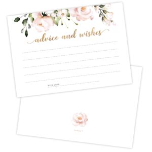 hat acrobat advice and wishes greeting cards - 50 double sided advice and wishes cards perfect for weddings, baby shower, graduation and more – blush pink floral assorted cards (50)