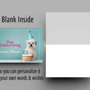 Burg Street Creations German Birthday Card - Zum Geburtstag die besten Wünsche (Dog with Birthday Cake)