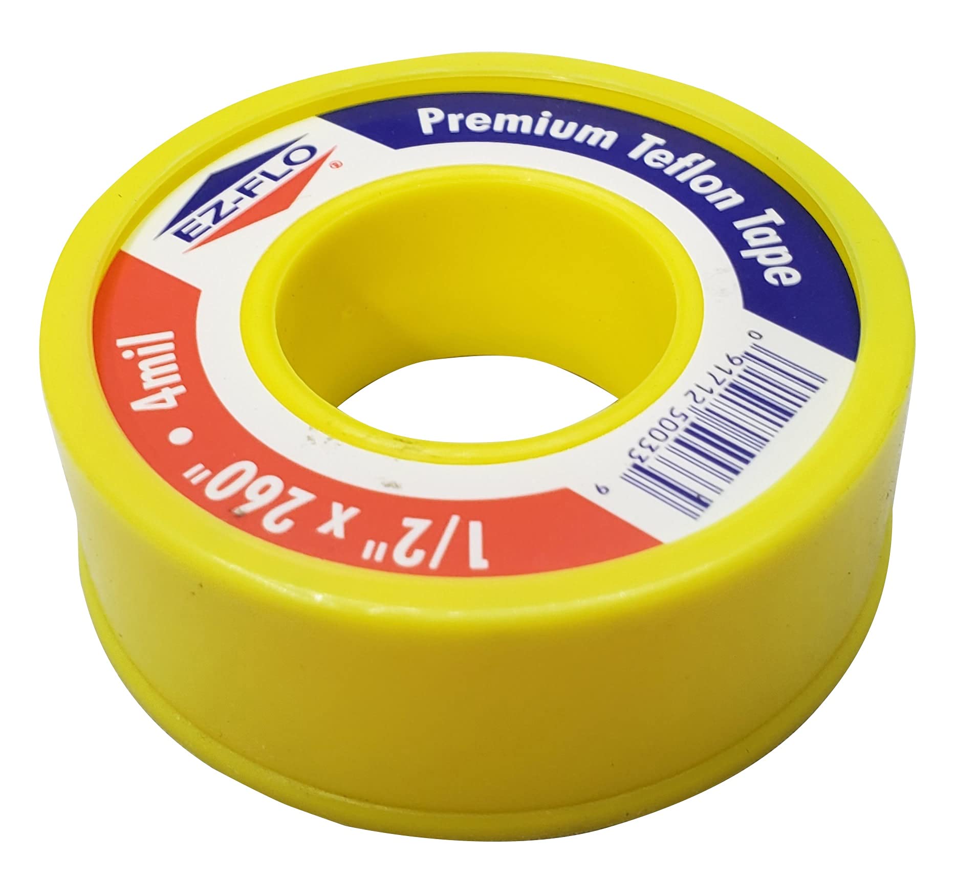 EZ-FLO Gas Teflon Tape, Premium Pipe Thread Tape, 1/2-Inch x 260-Inches x 4 mil, Yellow (10 Pack)