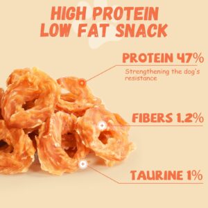 Pawmate Dog Treats Chicken Jerky Rings, Rawhide-Free Grain-Free Real Dried Tenders Natural Chicken Breast Dog Chewy Training Snacks for Small Medium Large Dogs Large Pack 10.58oz