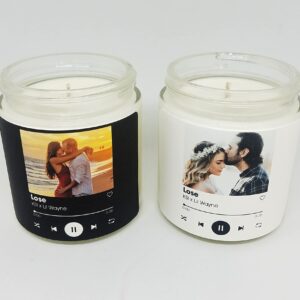 3.5oz./9oz. Custom Song Couples Candle | Personalized Photo Candle, Music Candle