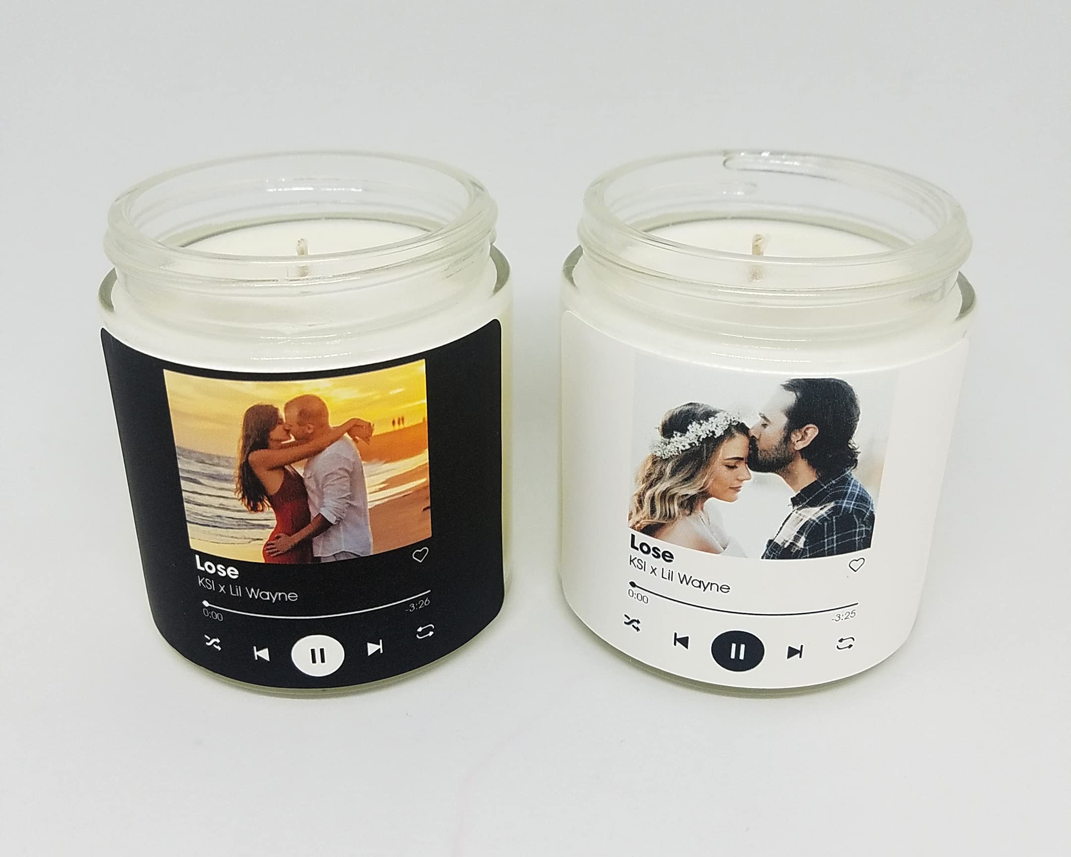 3.5oz./9oz. Custom Song Couples Candle | Personalized Photo Candle, Music Candle