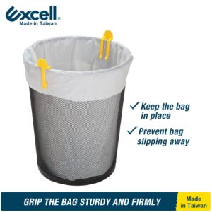 Excell Bag Retaining Clamp Trash Bag Holder Clips (Yellow, 12 Piece) Easy to use, just Clip to Keep Trash Bags Secure. Perfect for Home, Office. Durable Plastic Construction ensures Long-Lasting use.