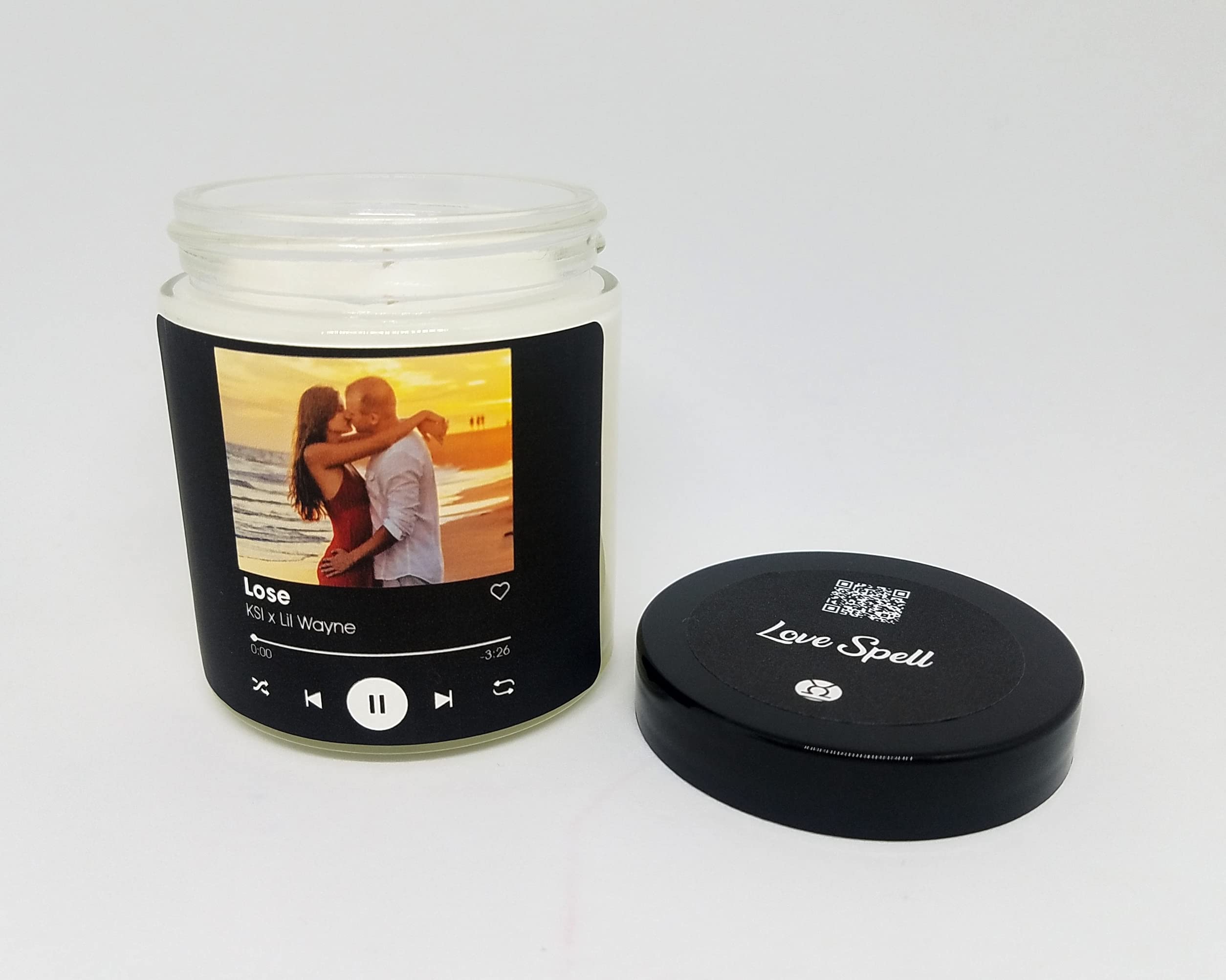 3.5oz./9oz. Custom Song Couples Candle | Personalized Photo Candle, Music Candle