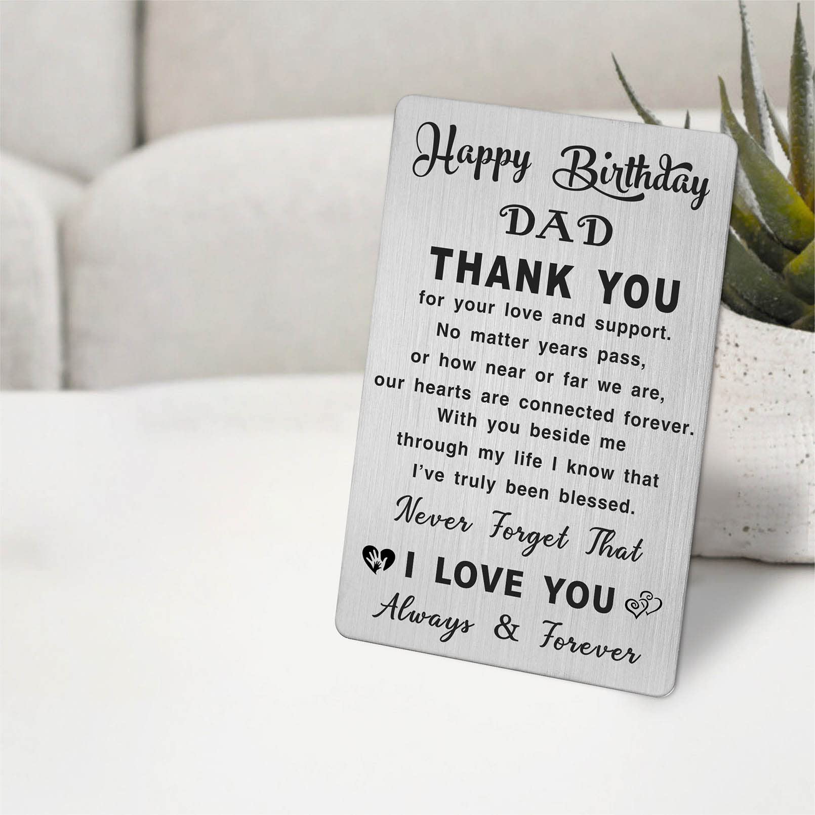 ABNTY Daddy Birthday Card, Birthday Gift for Dad Father, Metal Engraved Birthday Card for Dad