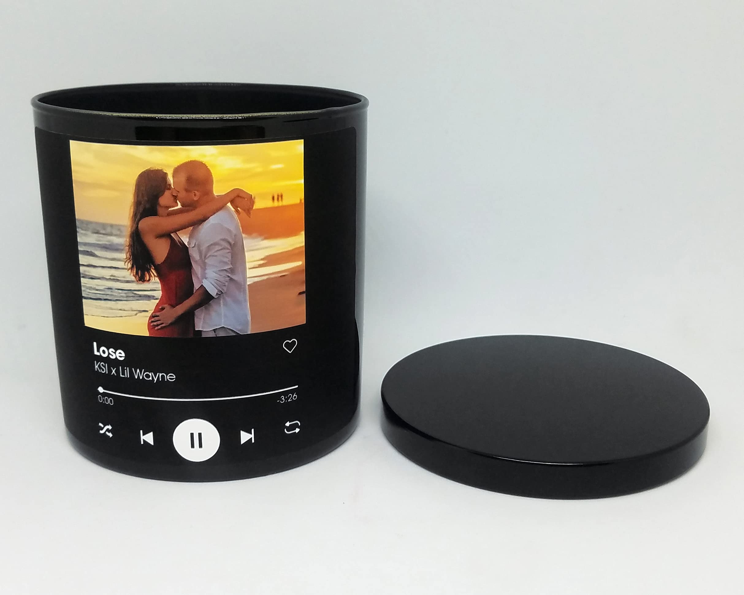 3.5oz./9oz. Custom Song Couples Candle | Personalized Photo Candle, Music Candle